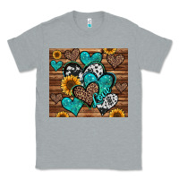 Heather Grey turquoise sunflower hearts Classic Tee - Jasminsmagicworld