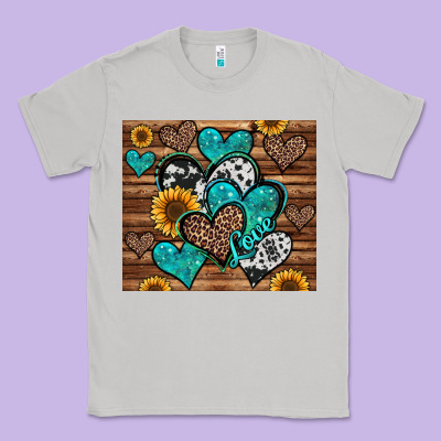 Turquoise Sunflower Hearts Classic Tee Designed By Jasminsmagicworld
