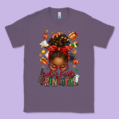 Santas Favorite Principal Afro Messy Bun Classic Tee Designed By Texasbilliewilder