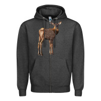 Charcoal Heather elk fawn deer Zipper Hoodie - LillyAllenDesigns