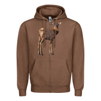 Chestnut elk fawn deer Zipper Hoodie - LillyAllenDesigns