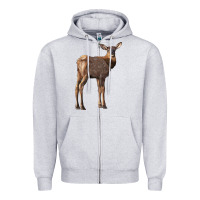Heather Grey elk fawn deer Zipper Hoodie - LillyAllenDesigns