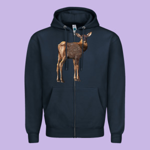 Elk Fawn Deer Zipper Hoodie Designed By Lillyallendesigns