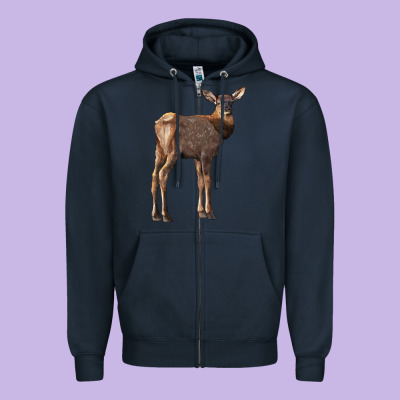 Elk Fawn Deer Zipper Hoodie Designed By Lillyallendesigns