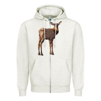 Oatmeal Heather elk fawn deer Zipper Hoodie - LillyAllenDesigns