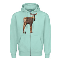 Seafoam elk fawn deer Zipper Hoodie - LillyAllenDesigns