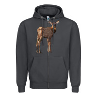 Smoke elk fawn deer Zipper Hoodie - LillyAllenDesigns