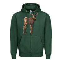 Sports Green elk fawn deer Zipper Hoodie - LillyAllenDesigns