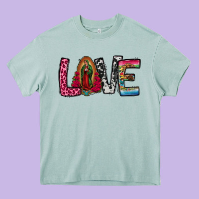 Our Lady Of Guadalupe Love Heavy Core Tee Designed By Jasminsmagicworld