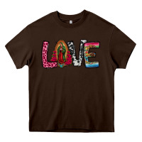 Chocolate Brown our lady of guadalupe love Heavy Core Tee - Jasminsmagicworld