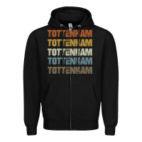 Black Retro Vintage Tottenham London Zipper Hoodie - trangStudio