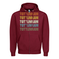Burgundy Retro Vintage Tottenham London Zipper Hoodie - trangStudio