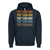 Navy Retro Vintage Tottenham London Zipper Hoodie - trangStudio