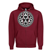 Burgundy M.C. Escher Circle Limit IV Zipper Hoodie - trangStudio