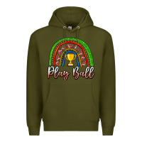 Army Green Play Ball Football Rainbow Premium Hoodie - CowhideDigitalArt