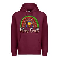 Burgundy Play Ball Football Rainbow Premium Hoodie - CowhideDigitalArt