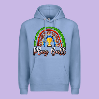 Play Ball Football Rainbow Premium Hoodie Designed By Cowhidedigitalart
