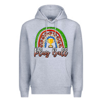 Heather Grey Play Ball Football Rainbow Premium Hoodie - CowhideDigitalArt