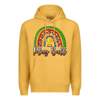 Mustard Play Ball Football Rainbow Premium Hoodie - CowhideDigitalArt