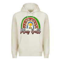 Oatmeal Heather Play Ball Football Rainbow Premium Hoodie - CowhideDigitalArt