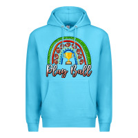 Ocean Blue Play Ball Football Rainbow Premium Hoodie - CowhideDigitalArt