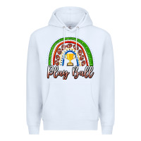 White Play Ball Football Rainbow Premium Hoodie - CowhideDigitalArt