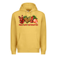 Antique Gold peace love strawberries Premium Hoodie - Jasminsmagicworld