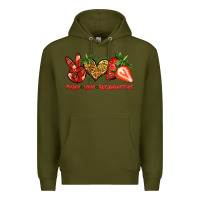 Army Green peace love strawberries Premium Hoodie - Jasminsmagicworld