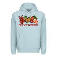 Blue Mist peace love strawberries Premium Hoodie - Jasminsmagicworld