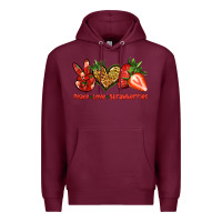 Burgundy peace love strawberries Premium Hoodie - Jasminsmagicworld