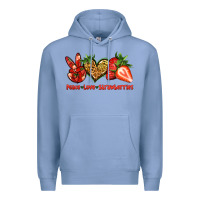 Colony Blue peace love strawberries Premium Hoodie - Jasminsmagicworld