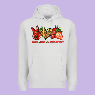 Peace Love Strawberries Premium Hoodie Designed By Jasminsmagicworld