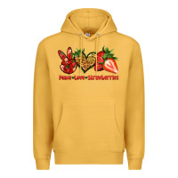 Mustard peace love strawberries Premium Hoodie - Jasminsmagicworld