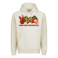 Oatmeal Heather peace love strawberries Premium Hoodie - Jasminsmagicworld
