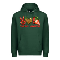 Sports Green peace love strawberries Premium Hoodie - Jasminsmagicworld