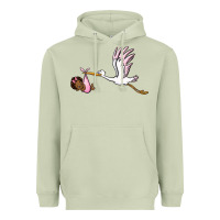 Matcha stork with black baby girl Heavyweight Hoodie - BarkalooDesign
