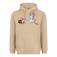 Mushroom stork with black baby girl Heavyweight Hoodie - BarkalooDesign