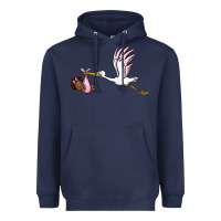 Navy stork with black baby girl Heavyweight Hoodie - BarkalooDesign