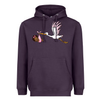 Plum stork with black baby girl Heavyweight Hoodie - BarkalooDesign