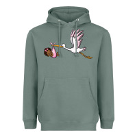 Sage stork with black baby girl Heavyweight Hoodie - BarkalooDesign