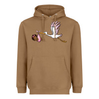 Toasted Coconut stork with black baby girl Heavyweight Hoodie - BarkalooDesign