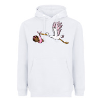 White stork with black baby girl Heavyweight Hoodie - BarkalooDesign