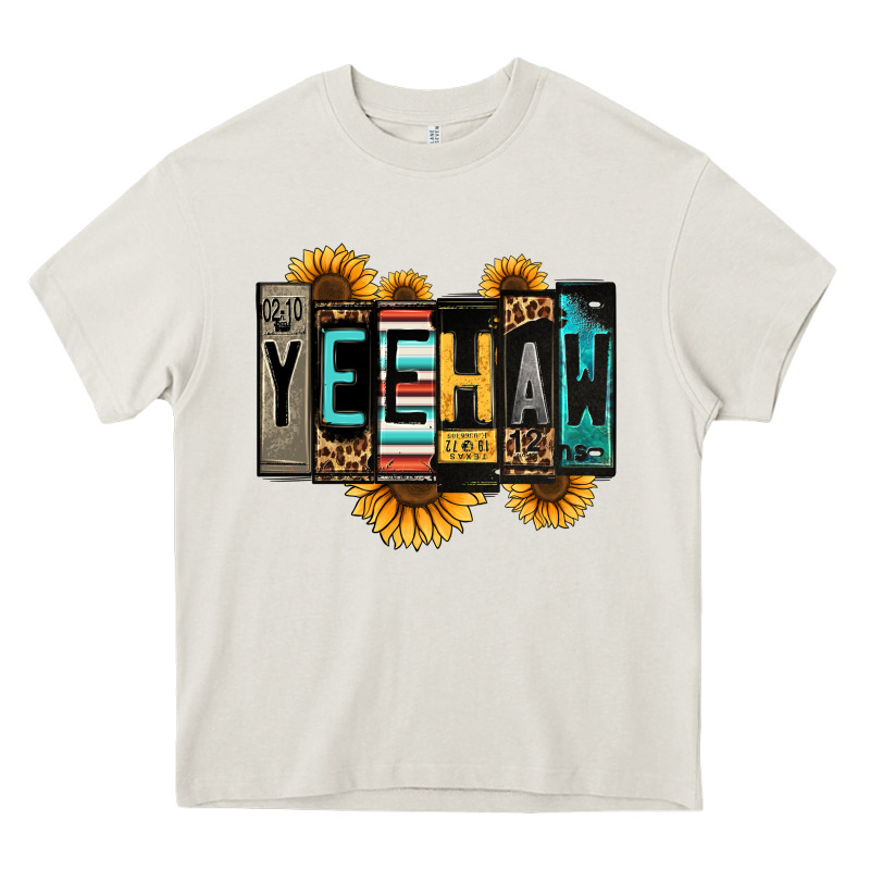 Yeehaw License Plate Letters Heavy Core Tee by Jasminsmagicworld | Teevron