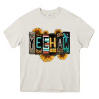 Cream yeehaw license plate letters Heavy Core Tee - Jasminsmagicworld