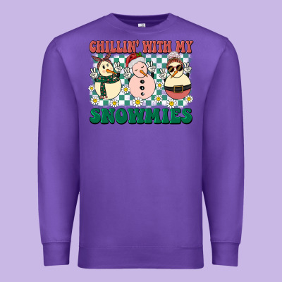Chillin With My Snowmies Premium Sweatshirt Designed By Barkaloodesign