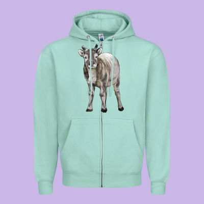 Reindeer Fawn Deer Zipper Hoodie Designed By Lillyallendesigns