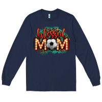 Navy blessed soccer mom lightbulb letters Long Sleeve Tee - OliviaCreatesArt
