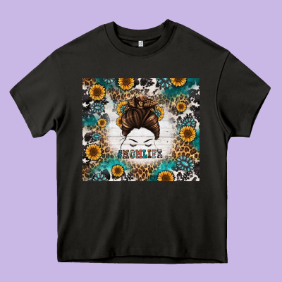 Mom Life Messy Bun Western Heavy Core Tee Designed By Jasminsmagicworld