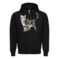 Black American Shorthair Cat Zipper Hoodie - LillyAllenDesigns