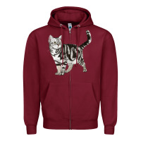 Burgundy American Shorthair Cat Zipper Hoodie - LillyAllenDesigns